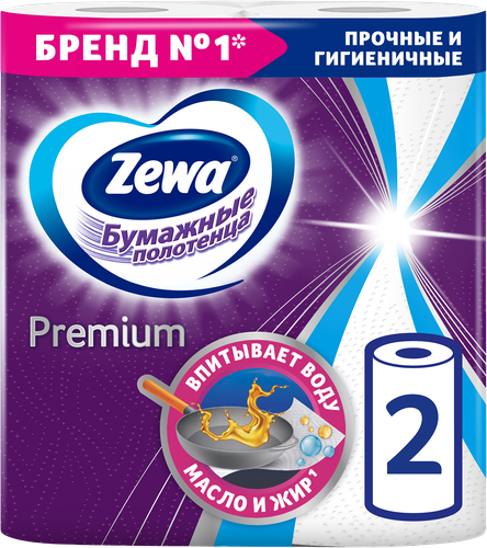Полотенца бумажные ZEWA Premium, 2шт, крупный план