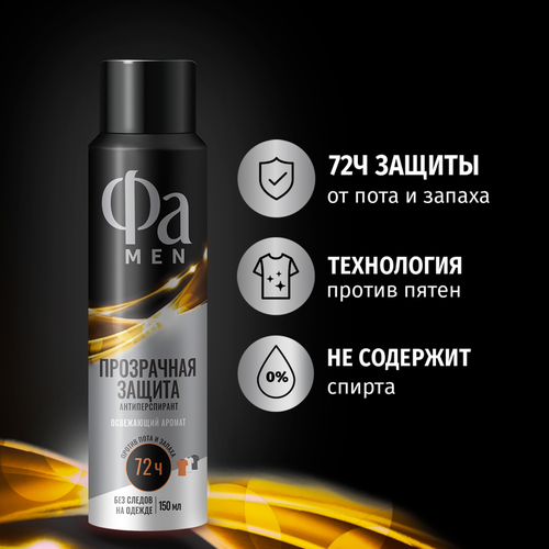 Дезодорант-антиперспирант спрей мужской ФА Men Прозрачная защита, 150мл, изображение