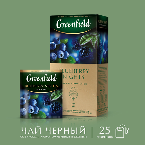 Чай черный GREENFIELD Blueberry Nights, 25пак, вид
