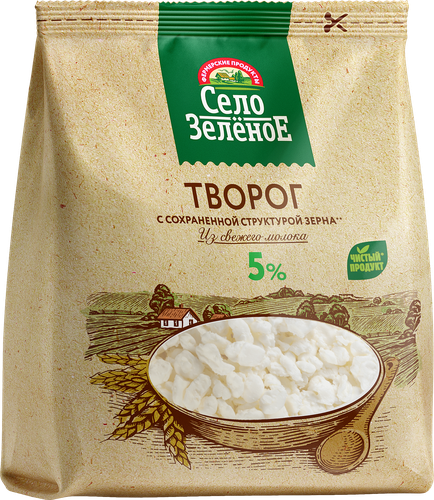 Творог СЕЛО ЗЕЛЕНОЕ 5%, без змж, 200г, детальное фото