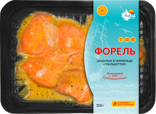Форель РЫБНИК шашлык в маринаде Грильбуттер, 300г, фотография