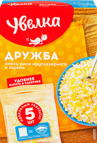 Крупа УВЕЛКА Дружба рис и пшено в пакетиках, 5х80г, картинка