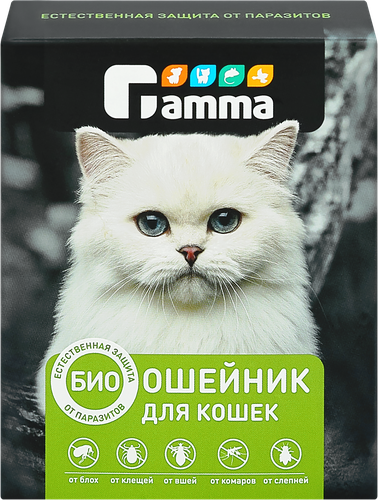 Биоошейник для кошек GAMMA от внешних паразитов, 350x9x3мм, картинка