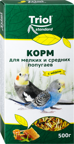 Корм для мелких и средних попугаев TRIOL Криспи с медом, 500г, крупный план