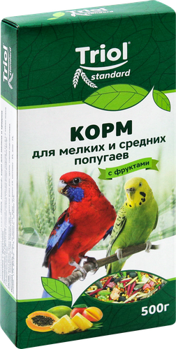 Корм для мелких и средних попугаев TRIOL Криспи с фруктами, 500г, картинка
