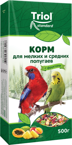 Корм для мелких и средних попугаев TRIOL Криспи с фруктами, 500г, фотография