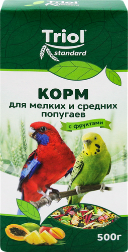 Корм для мелких и средних попугаев TRIOL Криспи с фруктами, 500г, вид