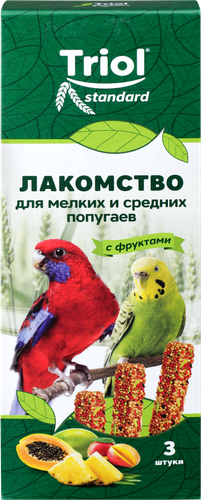 Лакомство для мелких и средних попугаев TRIOL с фруктами, 80г, детальное фото