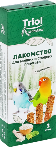 Лакомство для попугаев TRIOL с кунжутом, для мелких и средних пород, 80г, вид