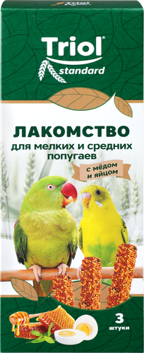 Лакомство для мелких и средних попугаев TRIOL с медом и яйцом, 80г, фотография