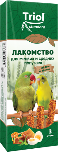 Лакомство для мелких и средних попугаев TRIOL с медом и яйцом, 80г, вид