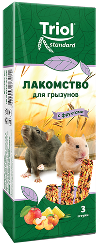 Лакомство для грызунов TRIOL с фруктами, 3шт, картинка
