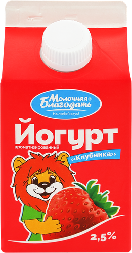 Йогурт питьевой МОЛОЧНАЯ БЛАГОДАТЬ Клубника 2,5%, без змж, 500г, картинка
