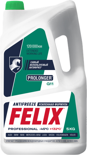 Антифриз FELIX Prolonger G-11 зеленый Арт. 430206031, 5кг, фотография