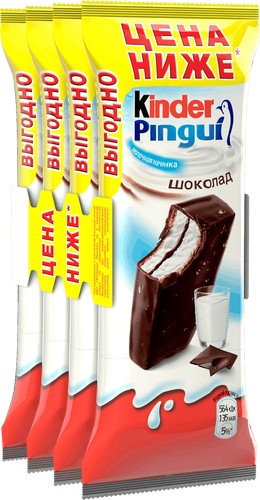 Пирожное бисквитное KINDER Pingui Шоколад с молочной начинкой, 4x30г, картинка