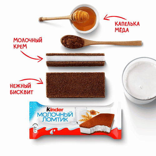 Пирожное бисквитное KINDER Молочный ломтик с молочной начинкой, 5x28г, вид