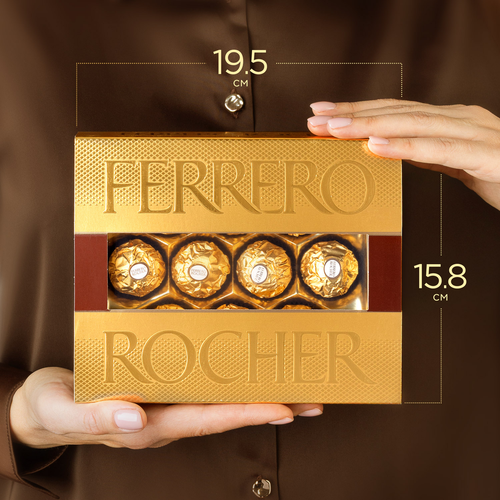 Конфеты FERRERO ROCHER из молочного шоколада с кремовой начинкой, 125г, вид
