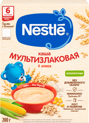Каша мультизлаковая NESTLE безмолочная, с 6 месяцев, 200г, фотография