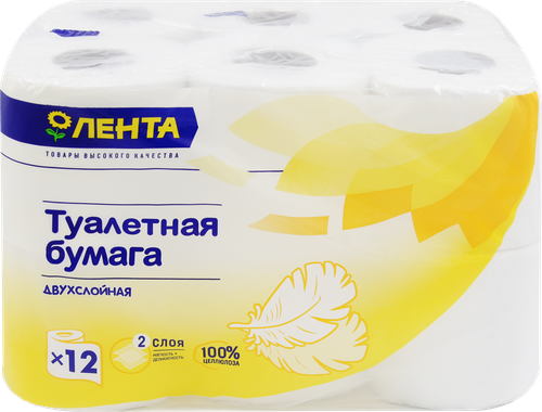 Бумага туалетная ЛЕНТА 2 слоя белая, 12шт, детальное фото
