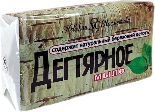 Туалетное мыло НЕВСКАЯ КОСМЕТИКА Дегтярное, с березовым дегтем, 140г, детальное фото