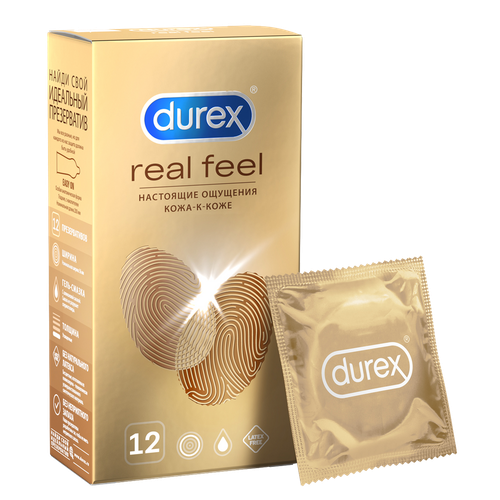 Презервативы DUREX Real Feel, 12шт, крупный план
