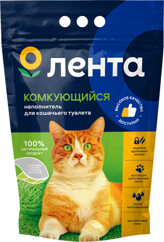 Наполнитель для кошачьего туалета ЛЕНТА комкующийся, 5кг, фотография