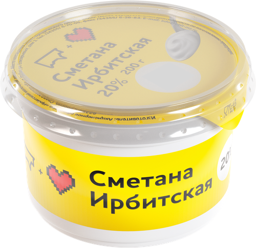 Сметана ИРБИТСКАЯ 20%, без змж, 200г, изображение