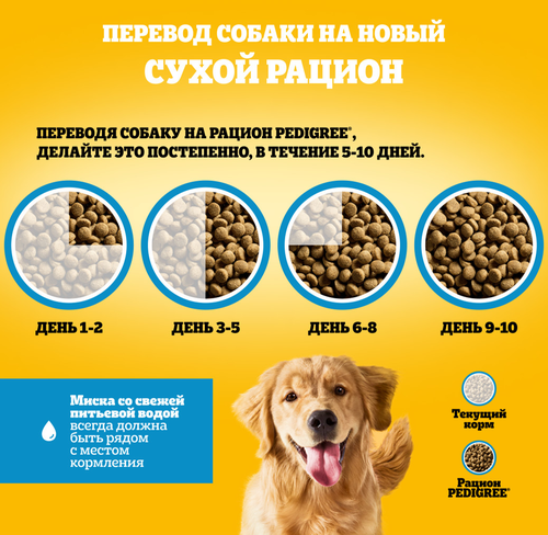 Корм сухой для собак Pedigree с говядиной, 13кг, крупный план