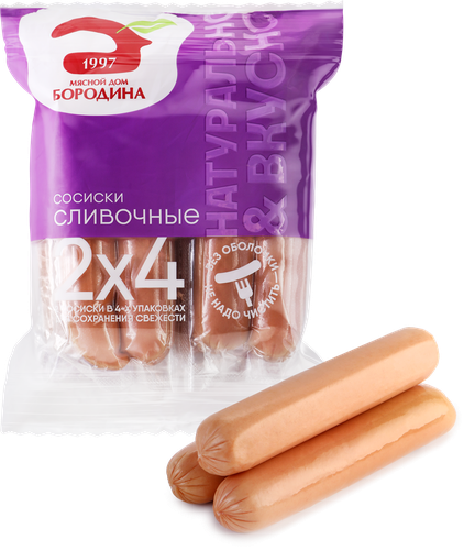 Сосиски МД БОРОДИНА Сливочные, 480г, фото