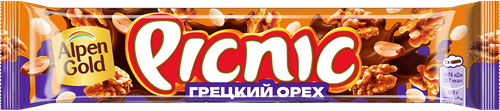 Шоколадный батончик PICNIC Грецкий орех, 52г, картинка