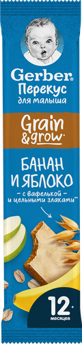 Батончик фруктово-злаковый GERBER Яблоко и банан, с 12 месяцев, 25г, картинка