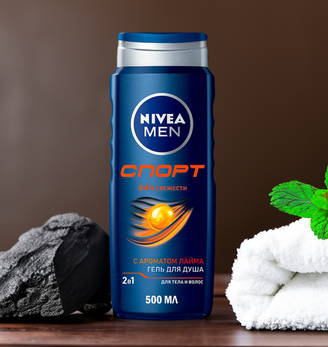 Гель для душа мужской NIVEA Men Спорт с ароматом лайма, 500мл, крупный план