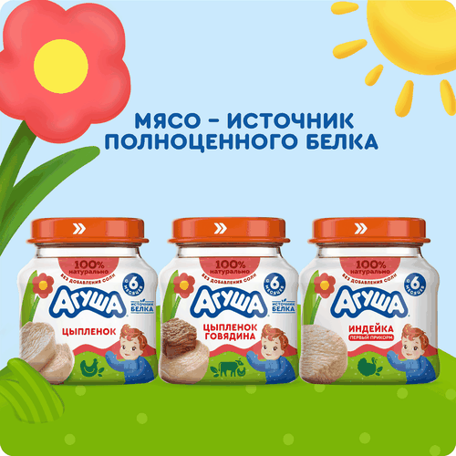 Пюре мясное детское АГУША Индейка, с 6 месяцев, 80г, картинка