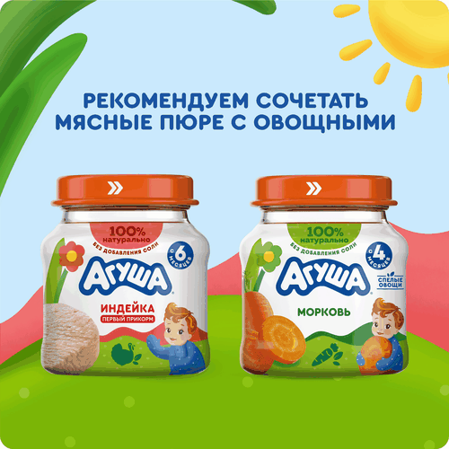 Пюре мясное детское АГУША Индейка, с 6 месяцев, 80г, вид