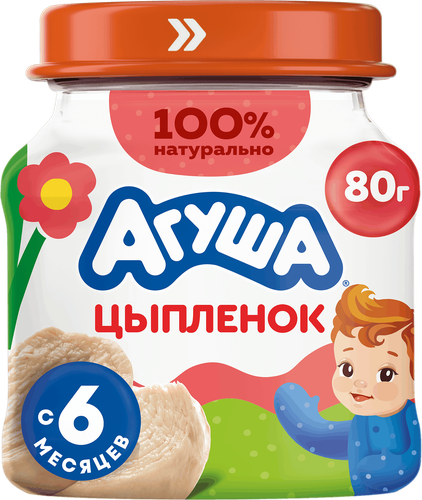 Пюре мясное детское АГУША Цыпленок, с 6 месяцев, 80г, вид