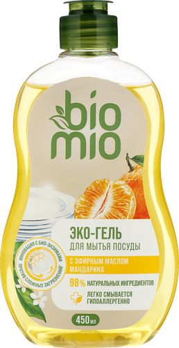 Жидкое средство для мытья посуды BIO MIO Мандарин, 450мл, крупный план