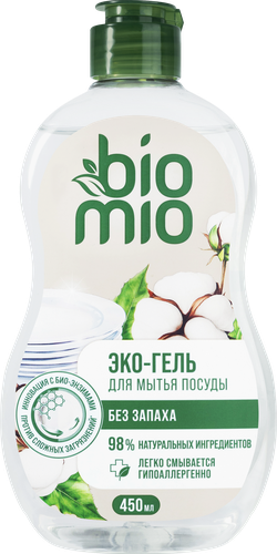 Жидкое средство для мытья посуды BIOMIO без запаха, 450мл, детальное фото