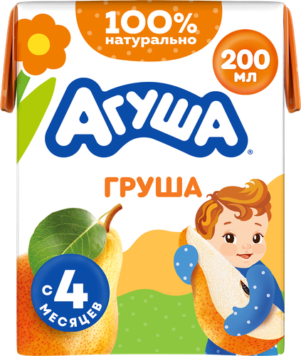 Сок фруктовый АГУША Груша осветленный, с 4 месяцев, 200мл, детальное фото