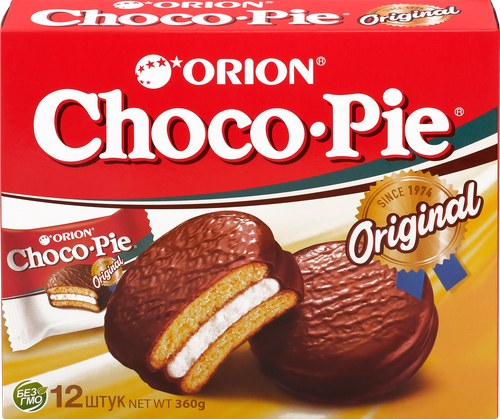 Пирожное ORION Choco Pie 12шт, 360г, крупный план