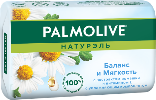 Туалетное мыло PALMOLIVE Натурэль Баланс и мягкость с экстрактом ромашки и витамином Е, 90г, детальное фото