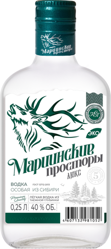 Водка МАРИИНСКИЕ ПРОСТОРЫ Люкс Особая 40%, 0.25л