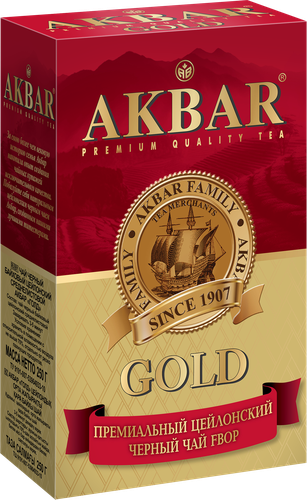 Чай черный AKBAR Gold цейлонский байховый, среднелистовой, 250г, крупный план