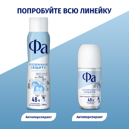 Дезодорант-антиперспирант спрей женский ФА Прозрачная защита, 150мл, картинка
