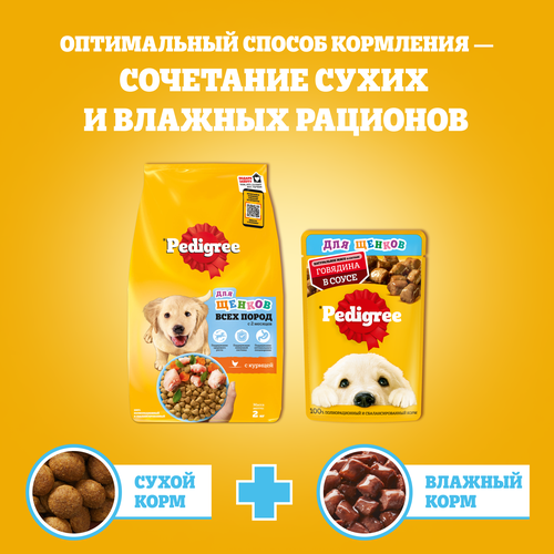 Корм консервированный для щенков Pedigree с говядиной в соусе, 85г, изображение