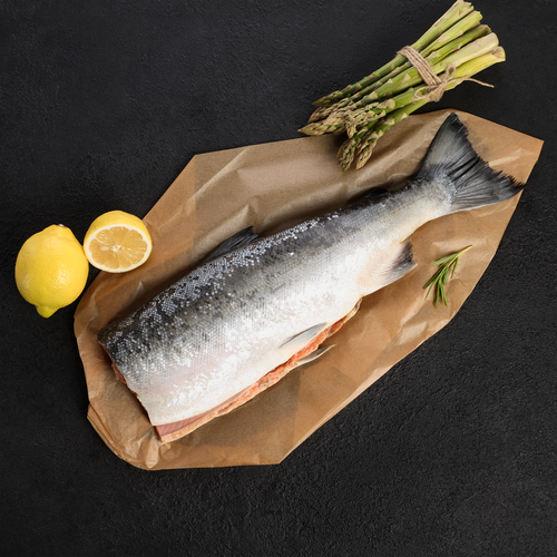 Кета Тихоокеанская потрошеная без головы (из замороженного сырья) ЛЕНТА FRESH, весовая, фотография