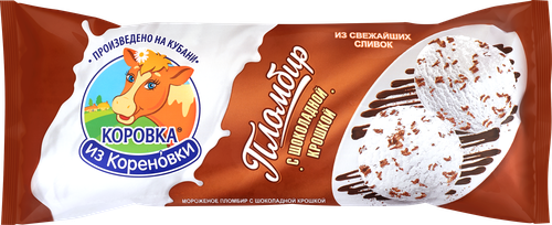 Мороженое КОРОВКА ИЗ КОРЕНОВКИ Пломбир с шоколадной стружкой, без змж, полено, 400г, фотография