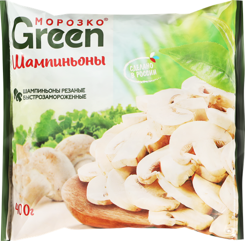 Шампиньоны МОРОЗКО GREEN резаные, 400г, картинка