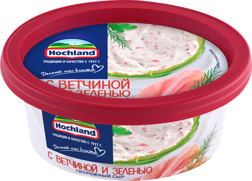 Сыр творожный HOCHLAND с ветчиной и зеленью 60%, без змж, 140г, детальное фото