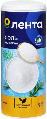 Соль морская ЛЕНТА поваренная пищевая садочная, экстра помол №0, высший сорт, 500г, детальное фото