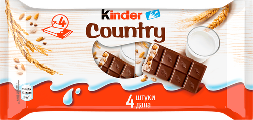 Шоколад KINDER Chocolate with cereals с молочно-злаковой начинкой, 4х24г, изображение